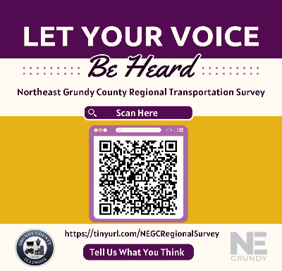 Graphic advertising survey for Northeast Grundy County Regional Transportation Survey.